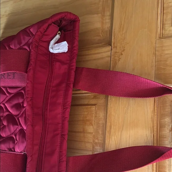 2 for 1 Victoria's Secret Red Quilted Tote Bag with Diamond Design - Picture 6 of 12